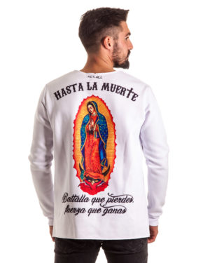 Felpa bianca madonna Guadalupe